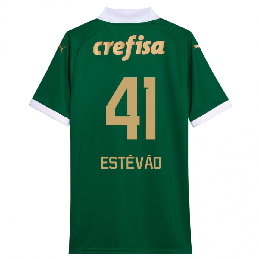 Men Football Estêvão #41 Green White Home Jersey 2024/25 T-Shirt Australia