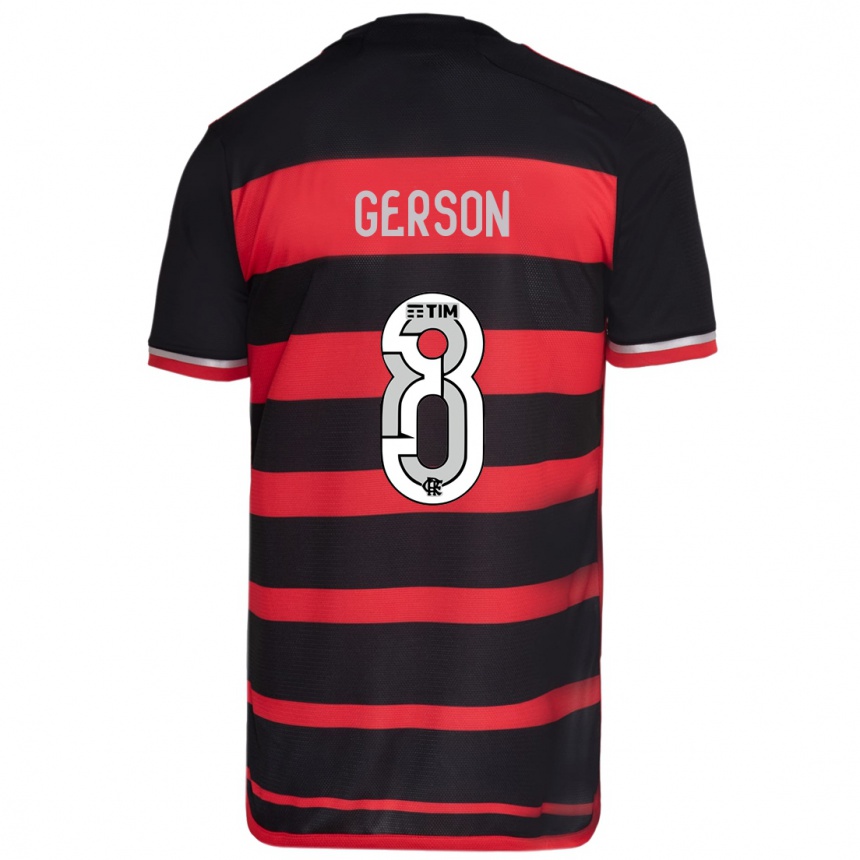 Men Football Gerson #8 Red Black Home Jersey 2024/25 T-Shirt Australia