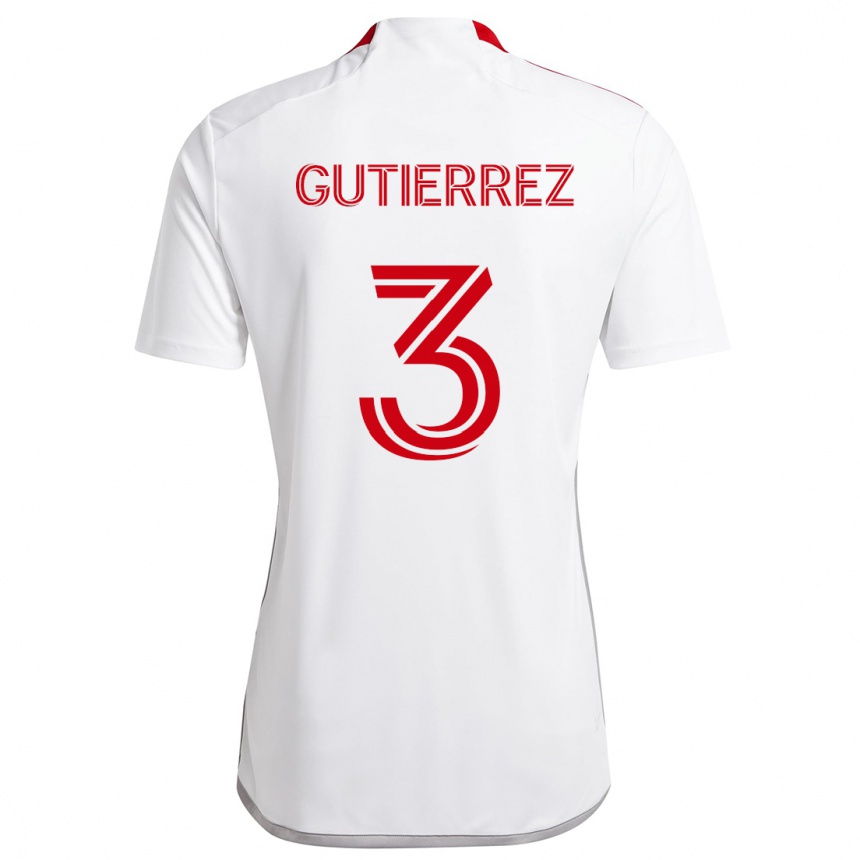 Men Football Cristián Gutiérrez #3 White Red Away Jersey 2024/25 T-Shirt Australia