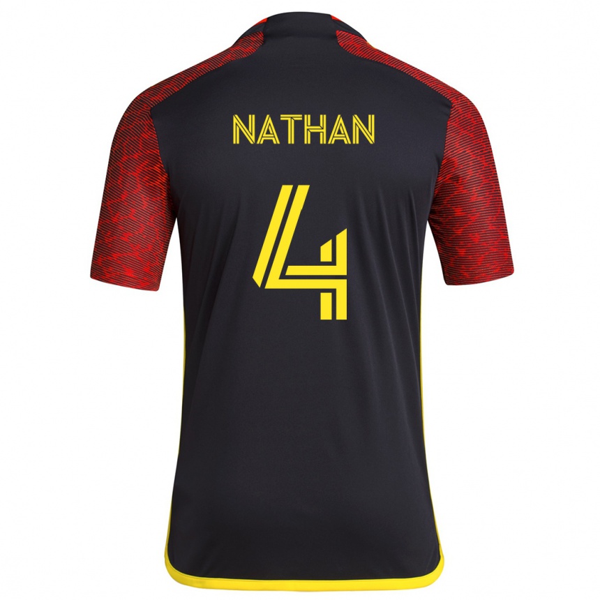 Men Football Nathan #4 Red Black Away Jersey 2024/25 T-Shirt Australia