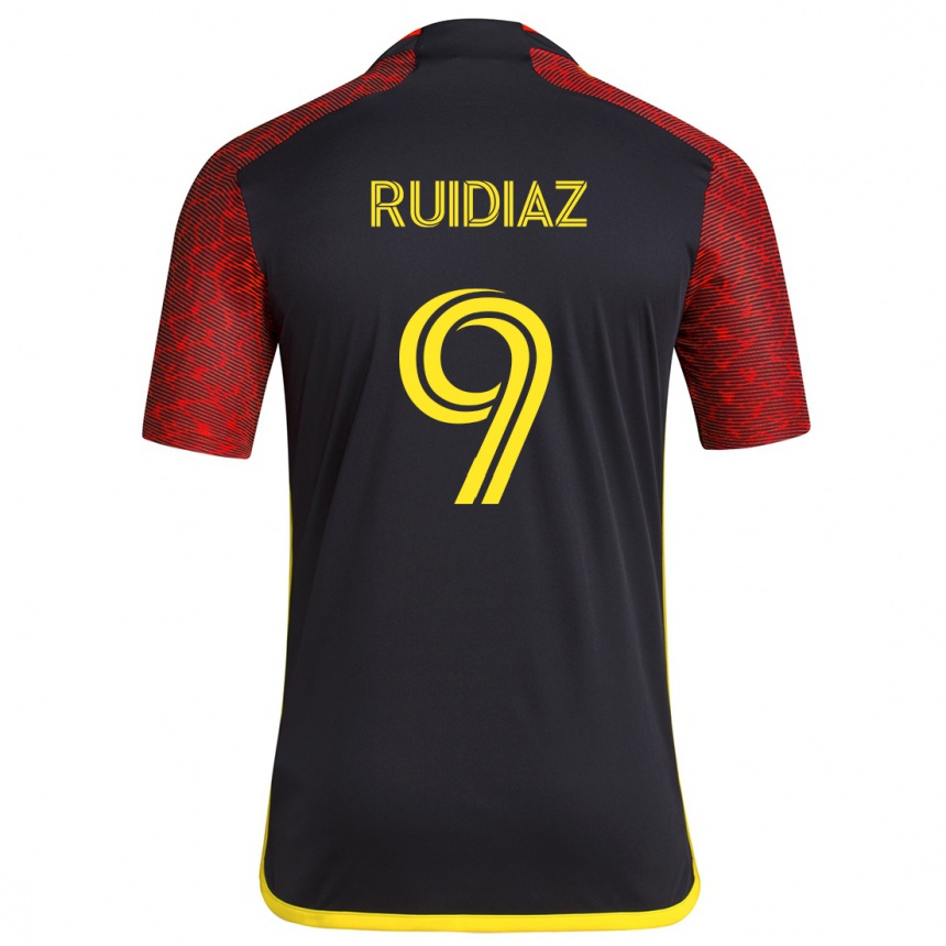 Men Football Raúl Ruidíaz #9 Red Black Away Jersey 2024/25 T-Shirt Australia