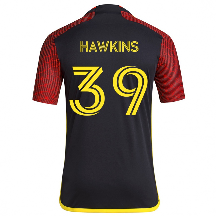 Men Football Stuart Hawkins #39 Red Black Away Jersey 2024/25 T-Shirt Australia