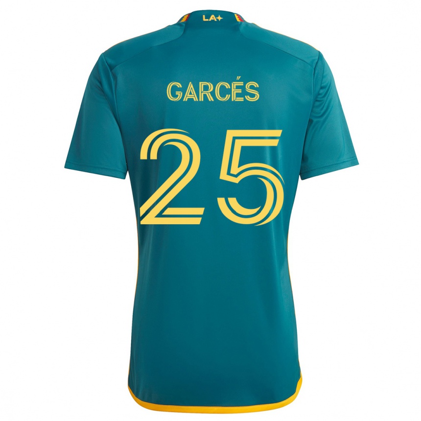 Men Football Carlos Garcés #25 Green Yellow Away Jersey 2024/25 T-Shirt Australia