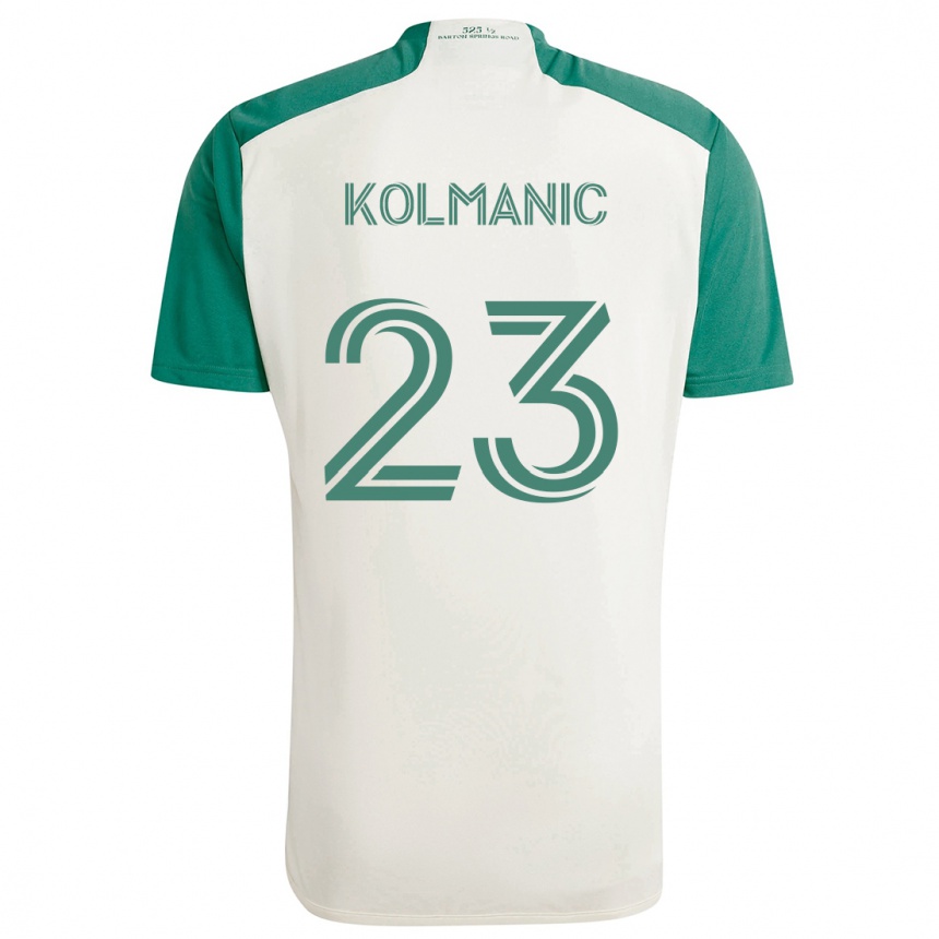 Men Football Zan Kolmanic #23 Tan Green Away Jersey 2024/25 T-Shirt Australia