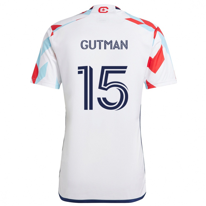 Men Football Andrew Gutman #15 White Red Blue Away Jersey 2024/25 T-Shirt Australia