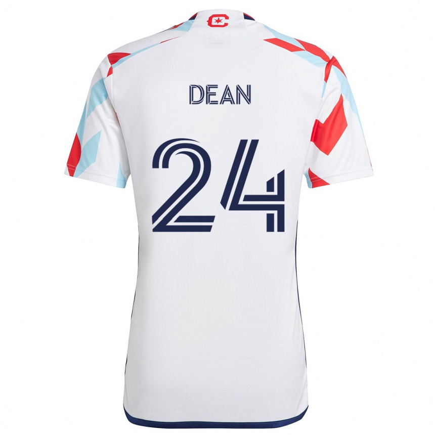 Men Football Jonathan Dean #24 White Red Blue Away Jersey 2024/25 T-Shirt Australia