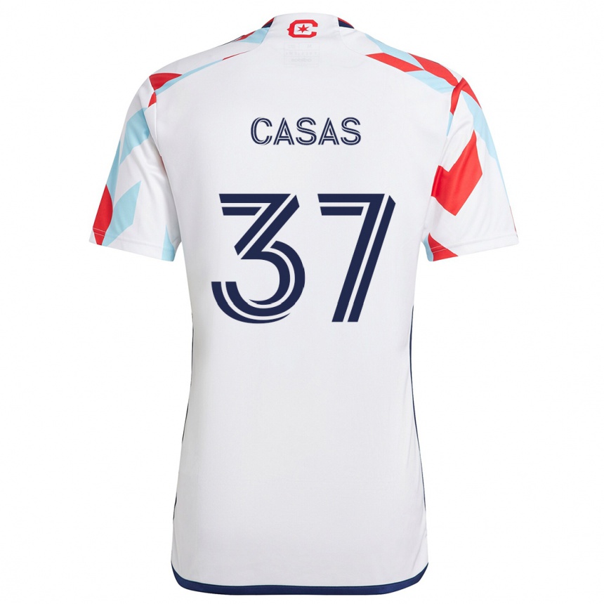 Men Football Javier Casas #37 White Red Blue Away Jersey 2024/25 T-Shirt Australia