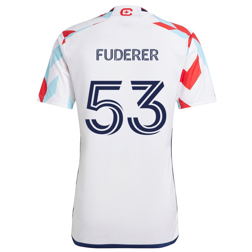 Men Football Jake Fuderer #53 White Red Blue Away Jersey 2024/25 T-Shirt Australia