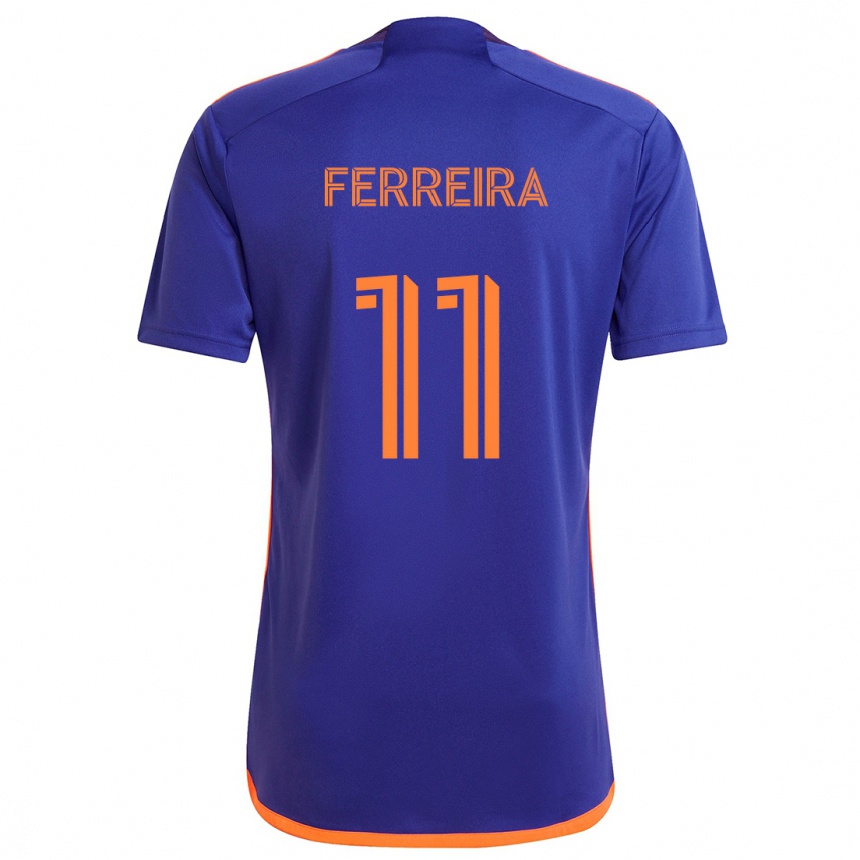 Men Football Sebastián Ferreira #11 Purple Orange Away Jersey 2024/25 T-Shirt Australia