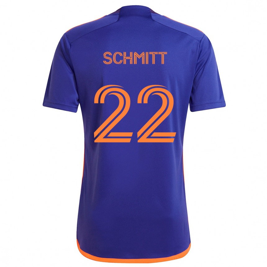 Men Football Tate Schmitt #22 Purple Orange Away Jersey 2024/25 T-Shirt Australia