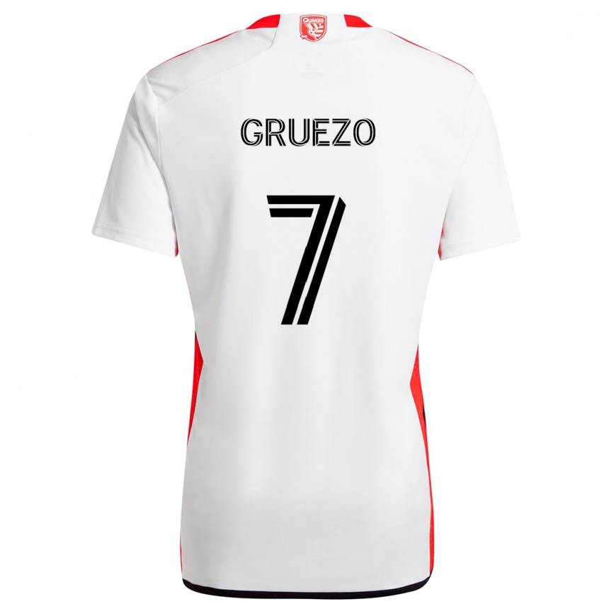 Men Football Carlos Gruezo #7 White Red Away Jersey 2024/25 T-Shirt Australia