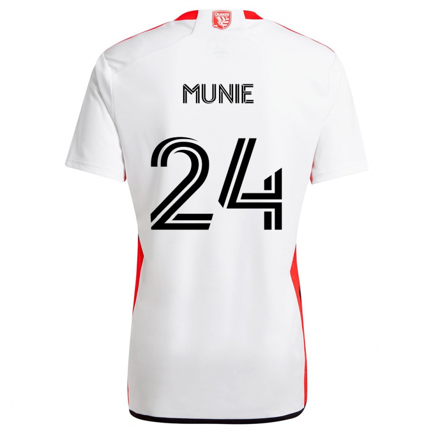 Men Football Daniel Munie #24 White Red Away Jersey 2024/25 T-Shirt Australia