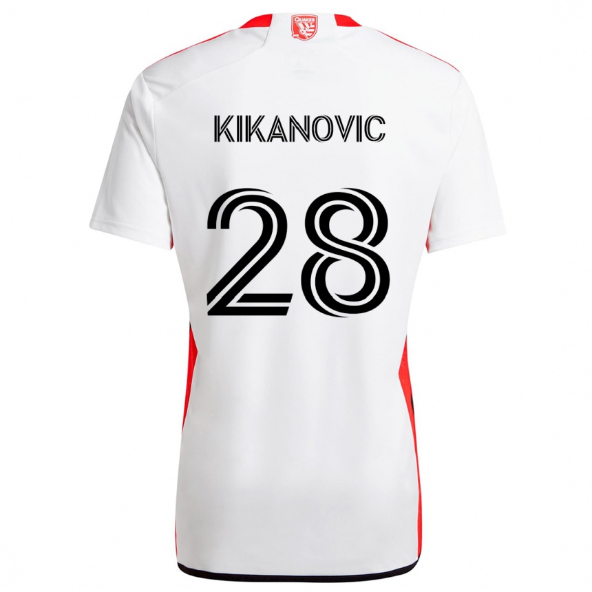 Men Football Benjamin Kikanovic #28 White Red Away Jersey 2024/25 T-Shirt Australia