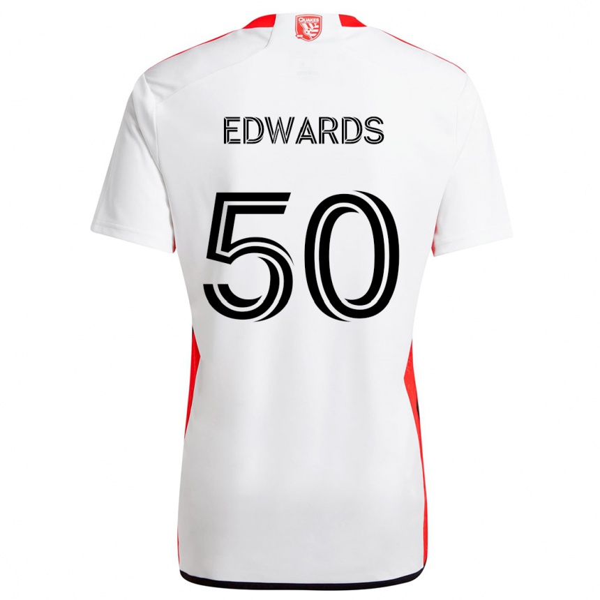 Men Football Aaron Edwards #50 White Red Away Jersey 2024/25 T-Shirt Australia