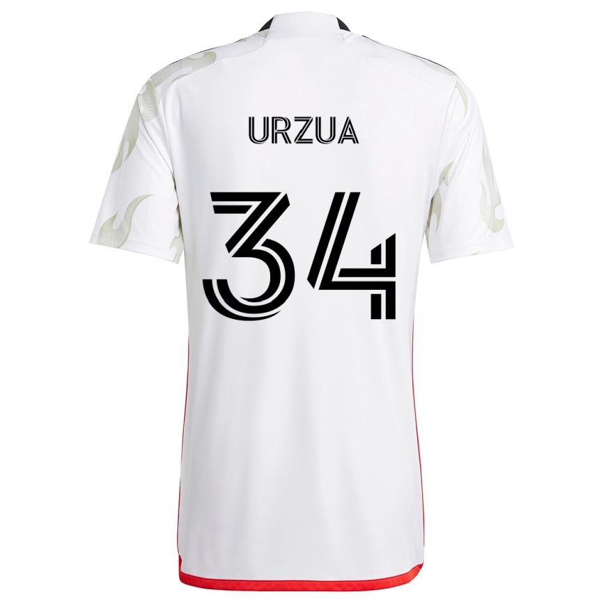 Men Football Alejandro Urzua #34 White Red Black Away Jersey 2024/25 T-Shirt Australia