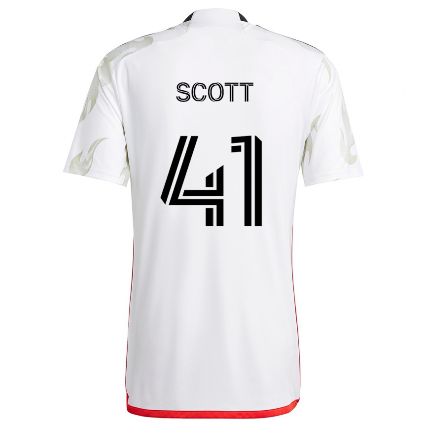 Men Football Tarik Scott #41 White Red Black Away Jersey 2024/25 T-Shirt Australia