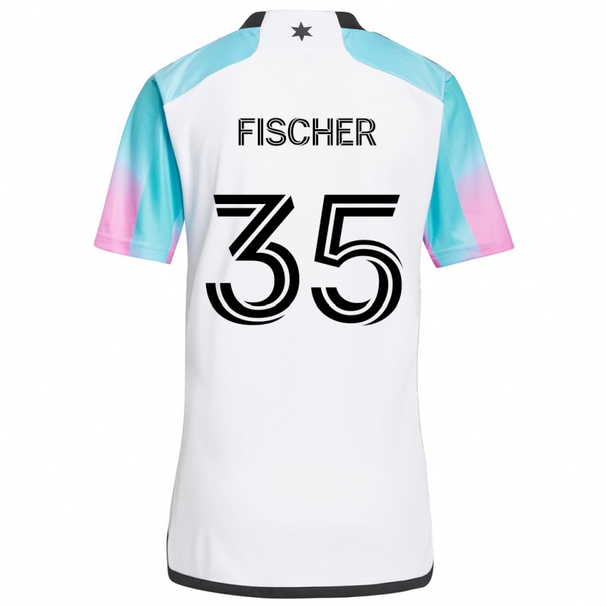 Men Football Britton Fischer #35 White Blue Black Away Jersey 2024/25 T-Shirt Australia