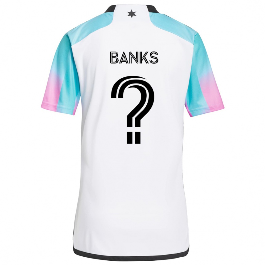 Men Football Julian Banks #0 White Blue Black Away Jersey 2024/25 T-Shirt Australia