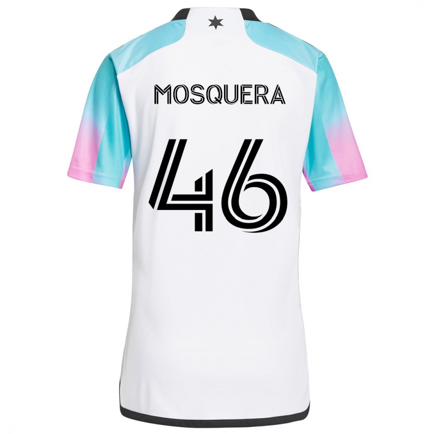 Men Football Juan Camilo Mosquera #46 White Blue Black Away Jersey 2024/25 T-Shirt Australia