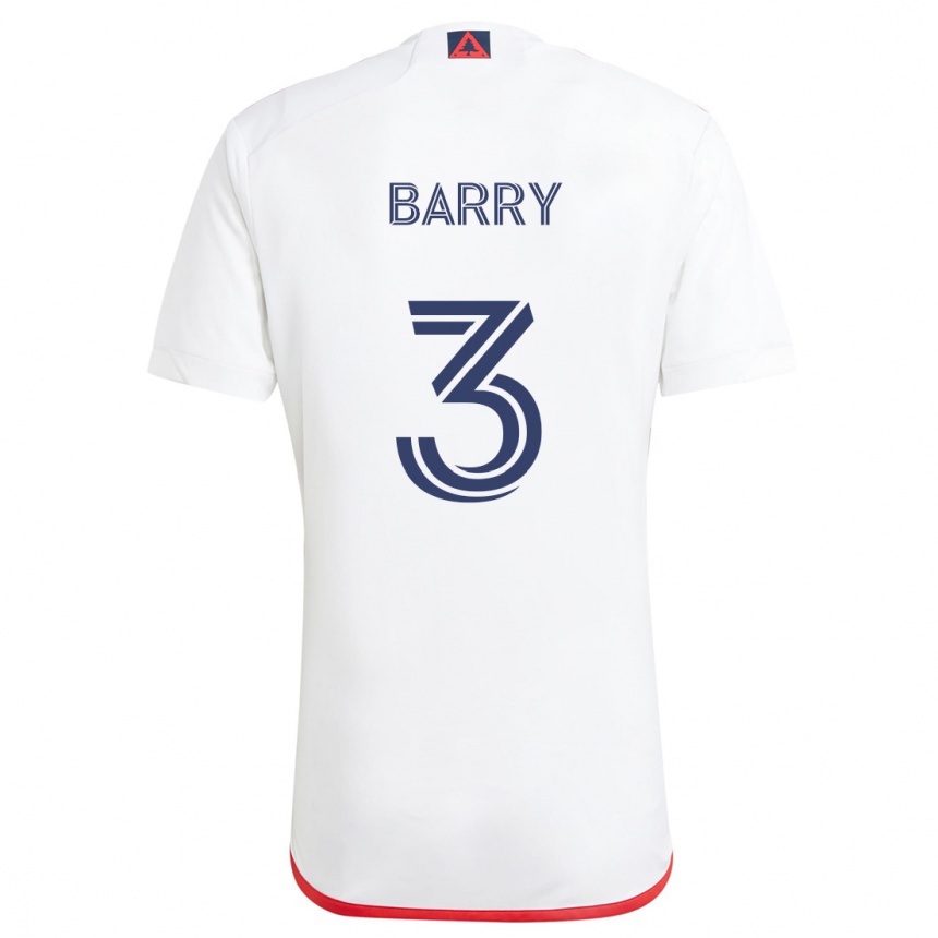 Men Football Hesron Barry #3 White Red Away Jersey 2024/25 T-Shirt Australia