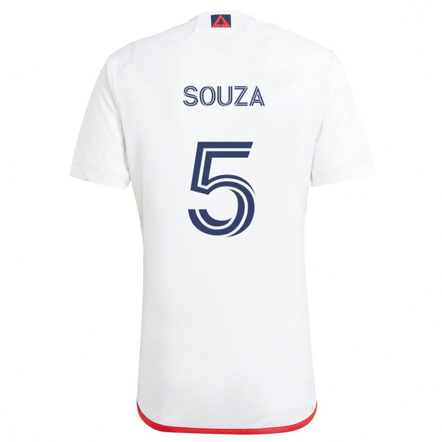 Men Football Victor Souza #5 White Red Away Jersey 2024/25 T-Shirt Australia