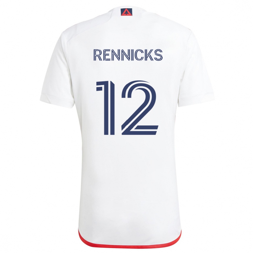 Men Football Justin Rennicks #12 White Red Away Jersey 2024/25 T-Shirt Australia