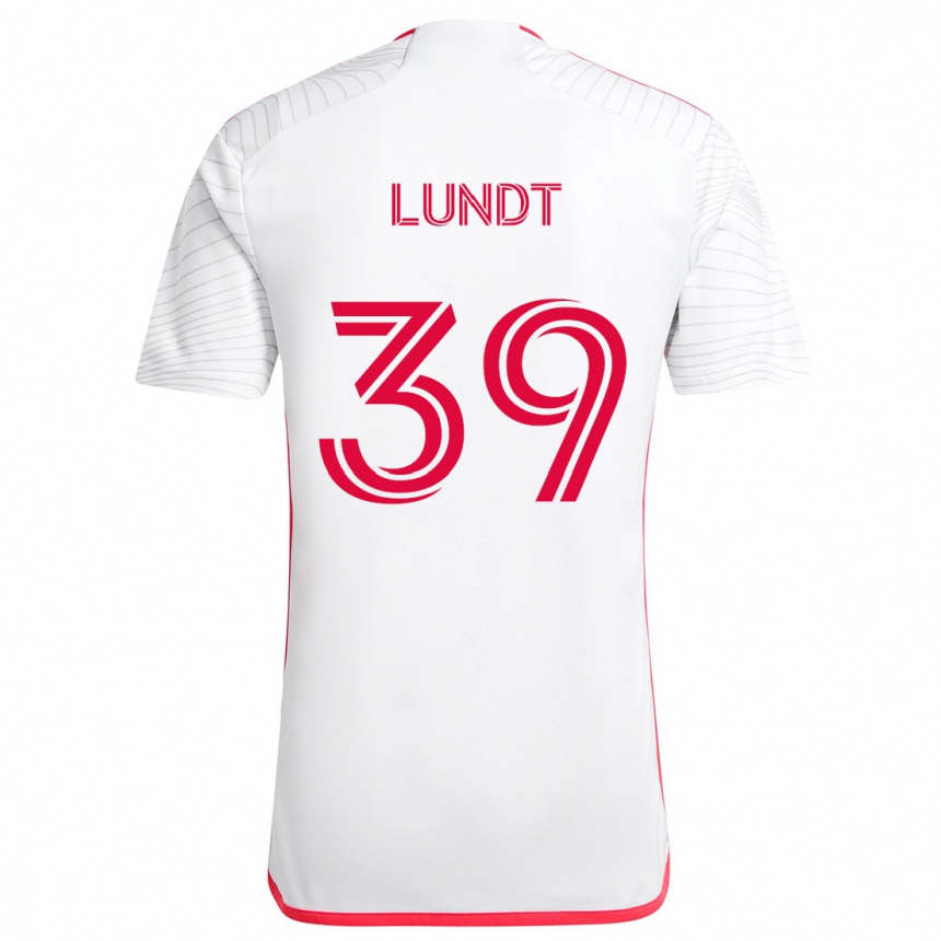 Men Football Ben Lundt #39 White Red Away Jersey 2024/25 T-Shirt Australia