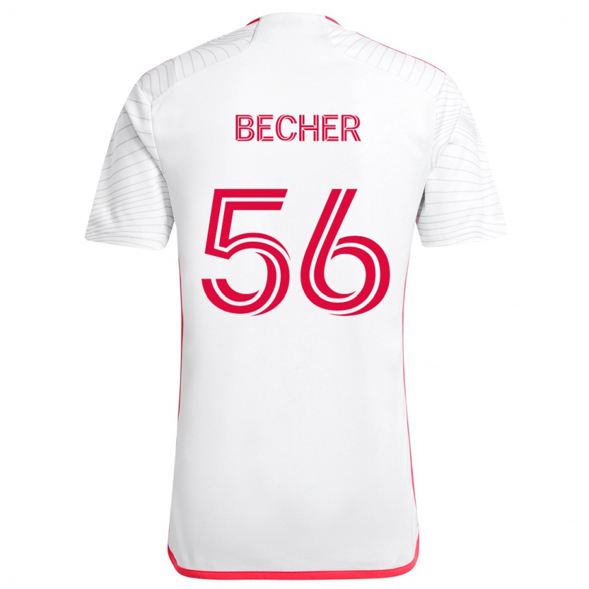 Men Football Ryan Becher #56 White Red Away Jersey 2024/25 T-Shirt Australia