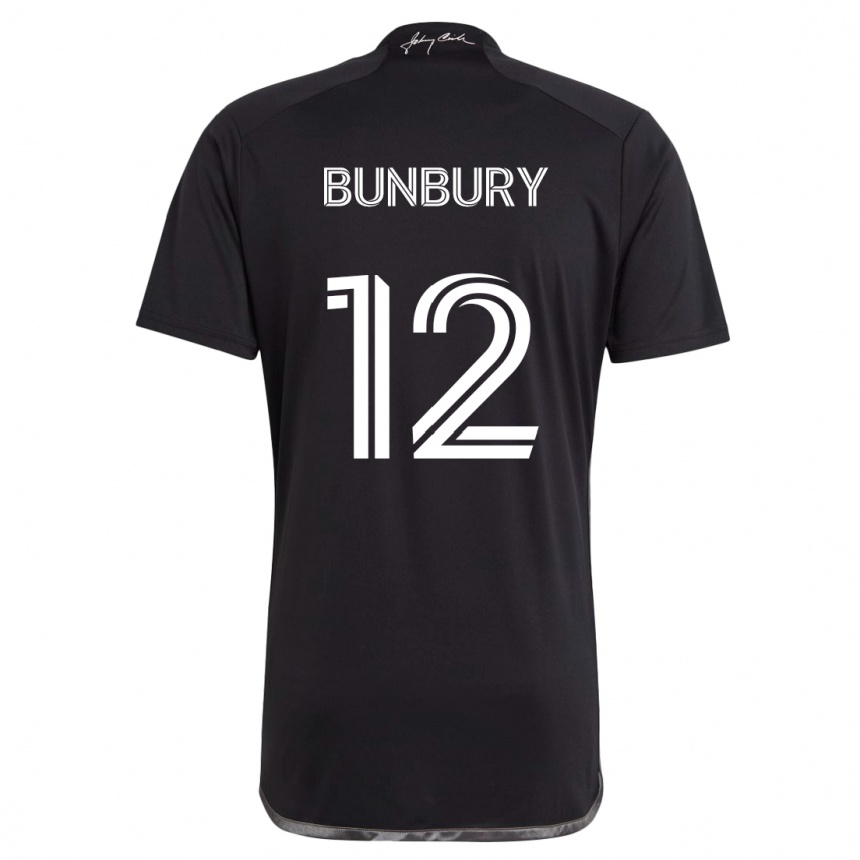 Men Football Teal Bunbury #12 Black Away Jersey 2024/25 T-Shirt Australia