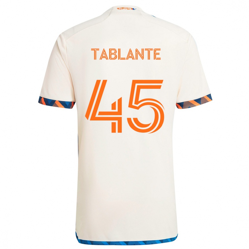 Men Football Moises Tablante #45 White Orange Away Jersey 2024/25 T-Shirt Australia