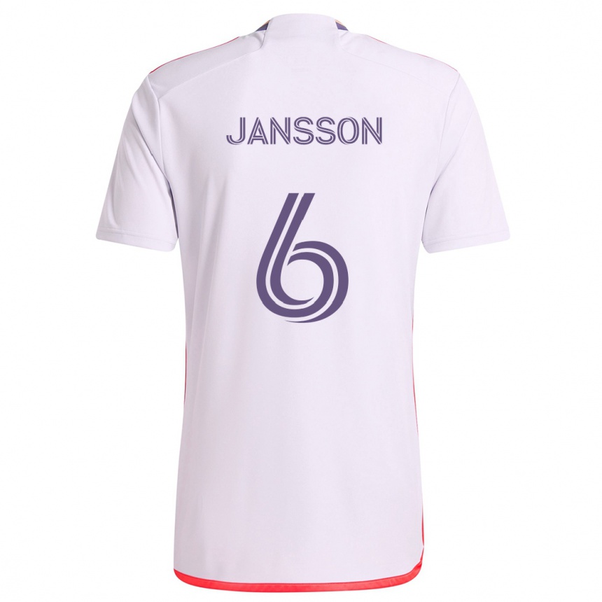 Men Football Robin Jansson #6 White Red Purple Away Jersey 2024/25 T-Shirt Australia