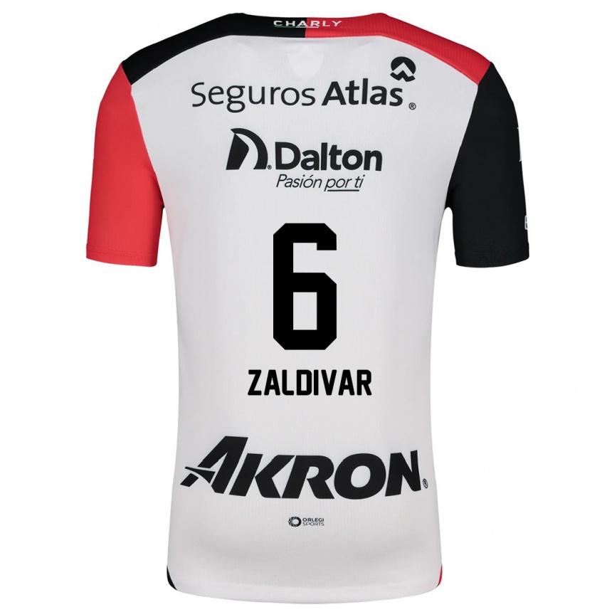 Men Football Édgar Zaldívar #6 White Red Black Away Jersey 2024/25 T-Shirt Australia