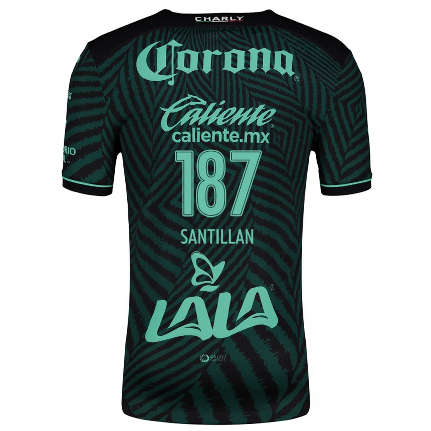 Men Football Emilio Santillán #187 Black Green Away Jersey 2024/25 T-Shirt Australia