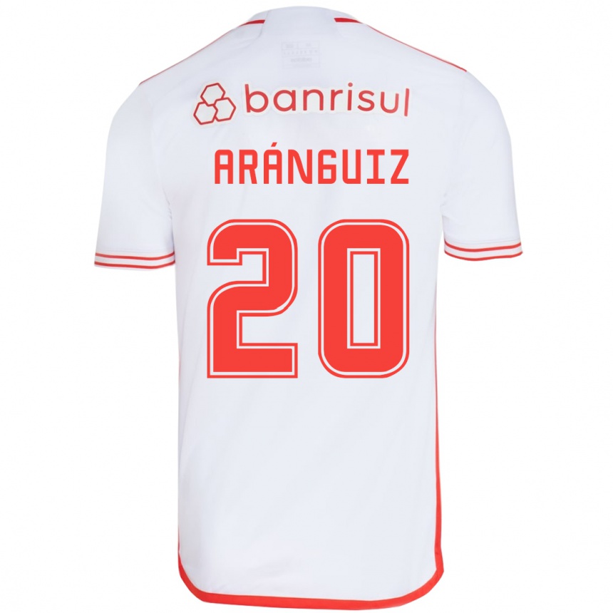 Men Football Charles Aránguiz #20 White Red Away Jersey 2024/25 T-Shirt Australia