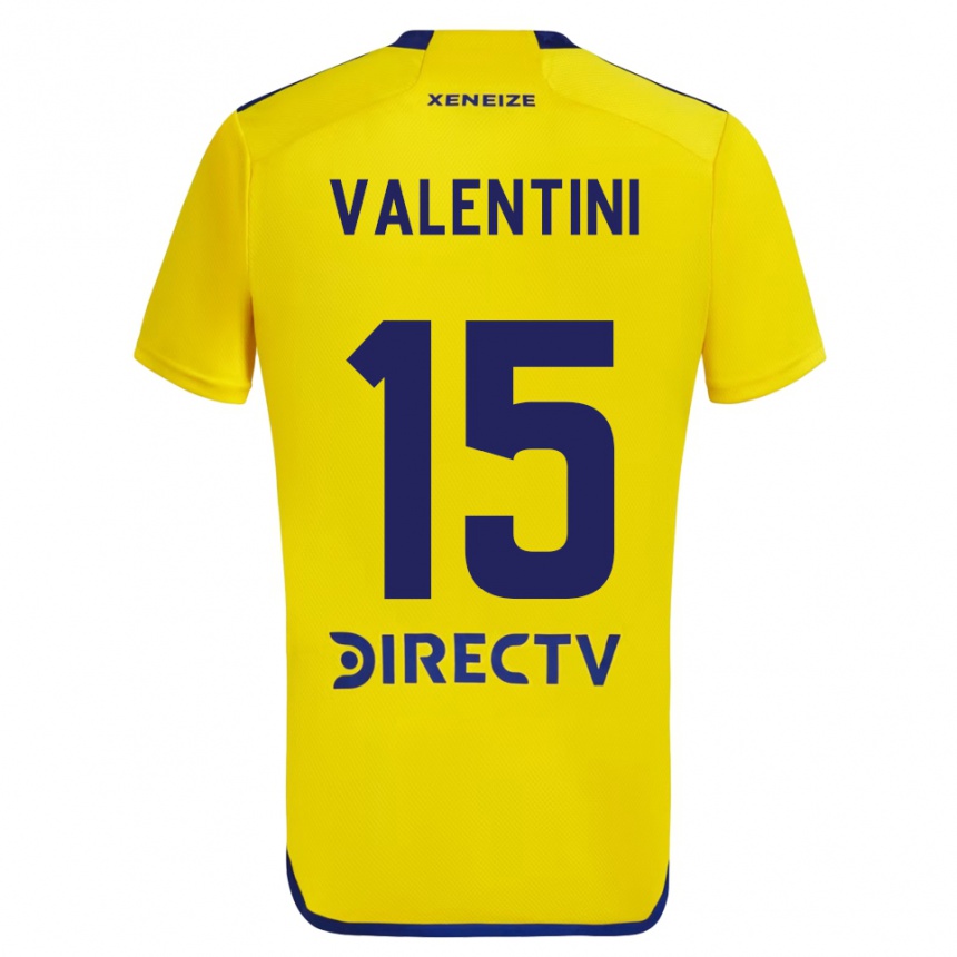 Men Football Nicolás Valentini #15 Yellow Blue Away Jersey 2024/25 T-Shirt Australia