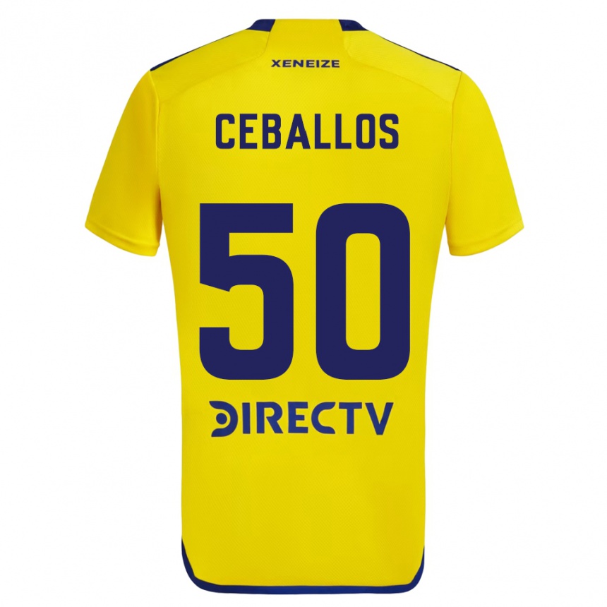 Men Football Julián Ceballos #50 Yellow Blue Away Jersey 2024/25 T-Shirt Australia