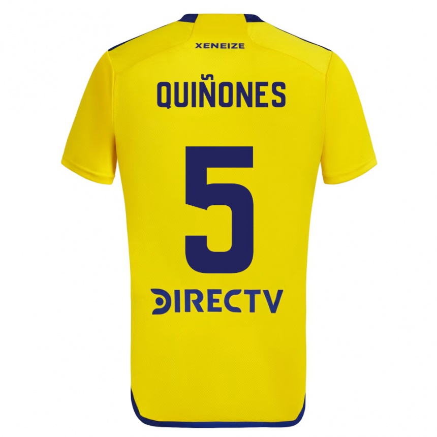 Men Football Florencia Quiñones #5 Yellow Blue Away Jersey 2024/25 T-Shirt Australia