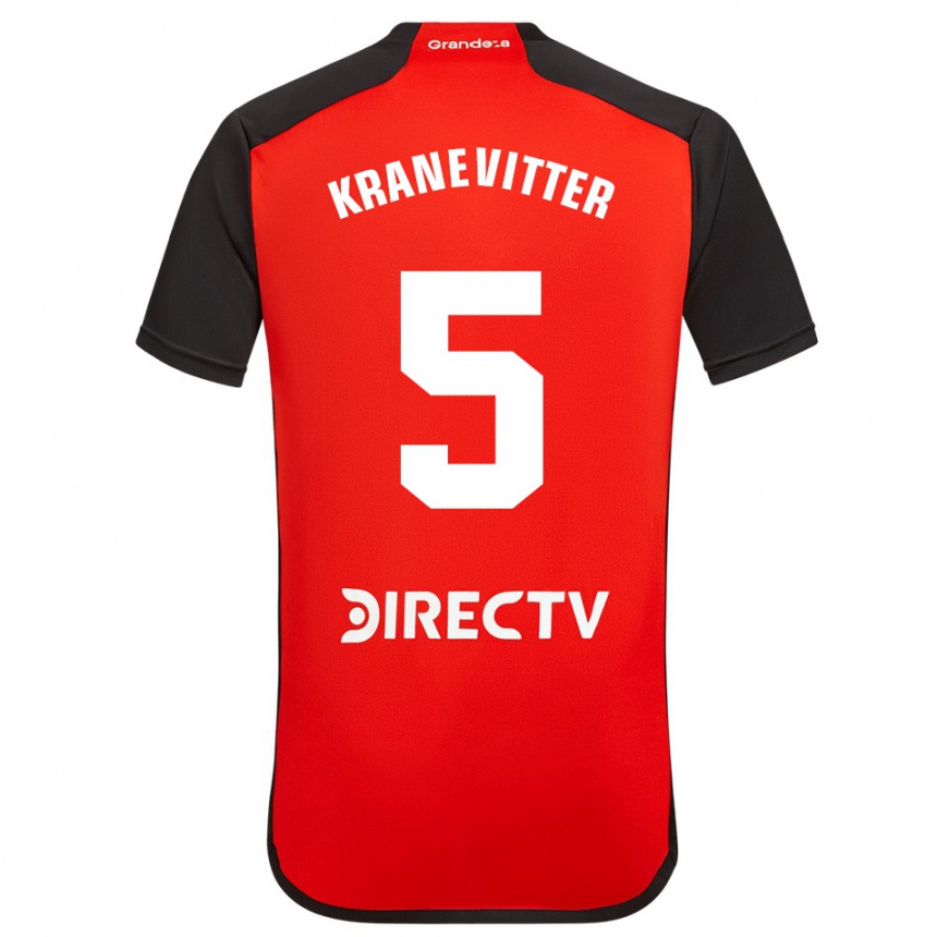 Men Football Matías Kranevitter #5 Red Black White Away Jersey 2024/25 T-Shirt Australia