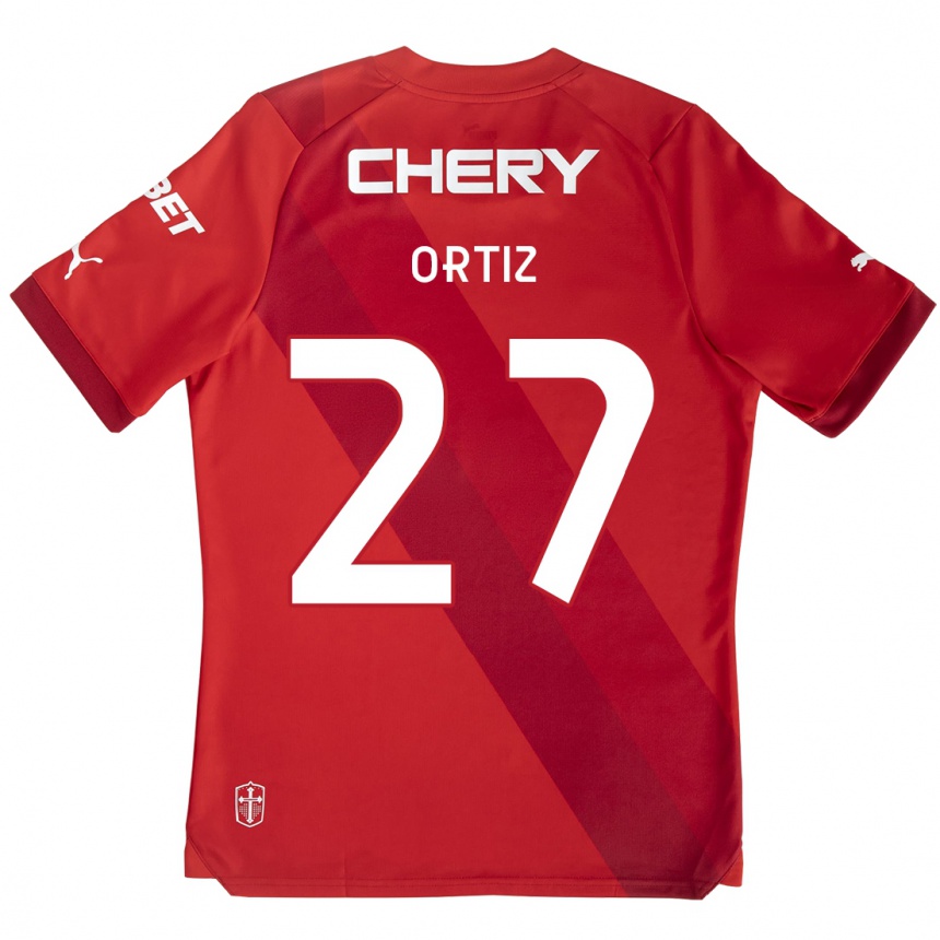 Men Football Jorge Ortiz #27 Red White Away Jersey 2024/25 T-Shirt Australia