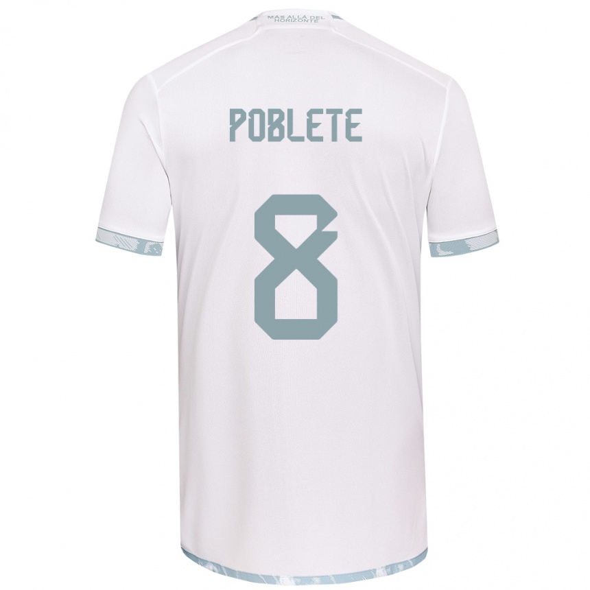 Men Football Israel Poblete #8 White Grey Away Jersey 2024/25 T-Shirt Australia