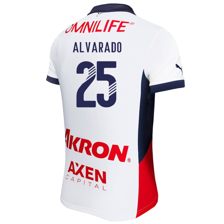 Men Football Roberto Alvarado #25 White Red Blue Away Jersey 2024/25 T-Shirt Australia