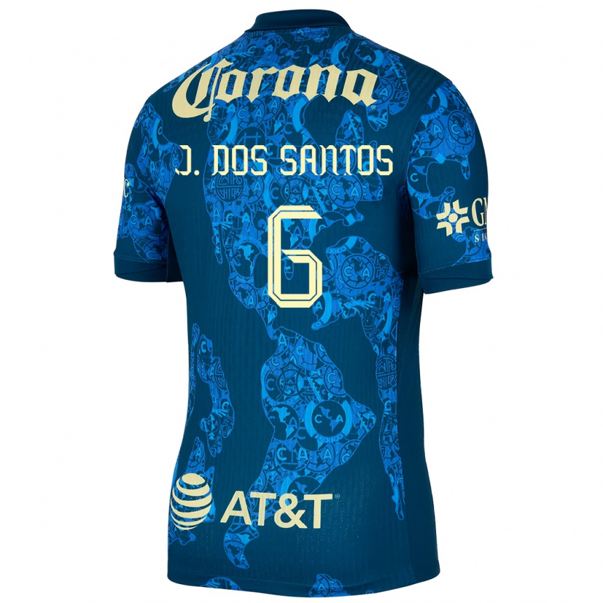 Men Football Jonathan Dos Santos #6 Blue Yellow Away Jersey 2024/25 T-Shirt Australia