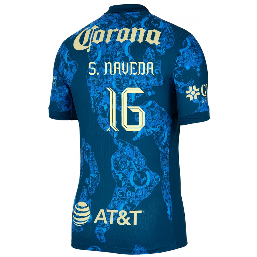 Men Football Santiago Naveda #16 Blue Yellow Away Jersey 2024/25 T-Shirt Australia