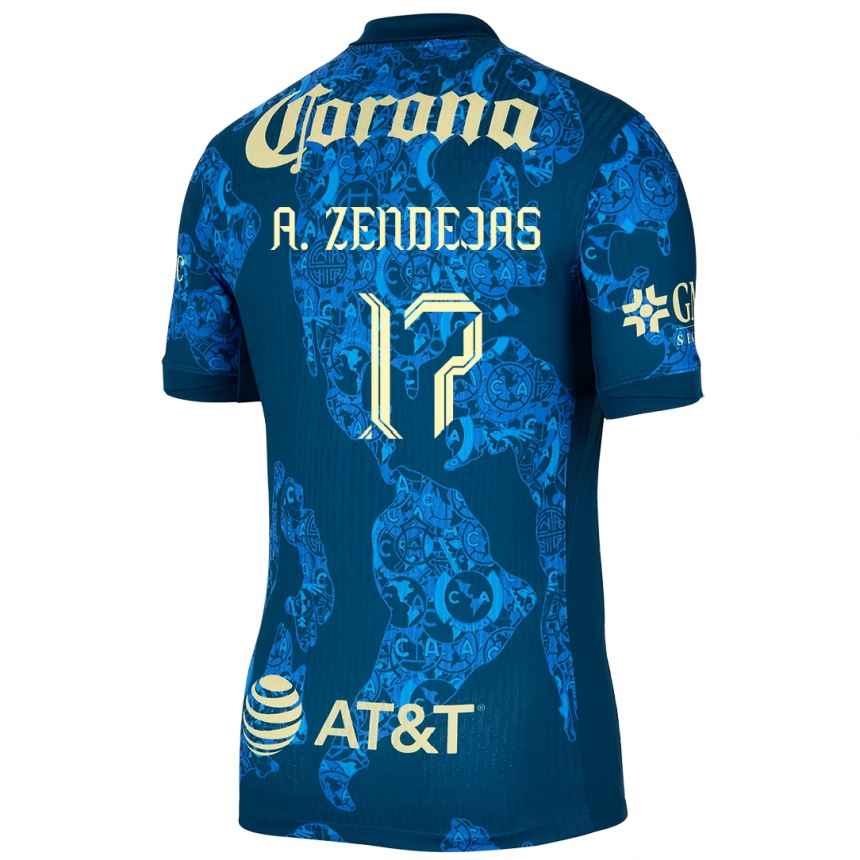 Men Football Álex Zendejas #17 Blue Yellow Away Jersey 2024/25 T-Shirt Australia