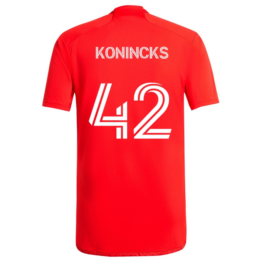 Women Football Diego Konincks #42 Red White Home Jersey 2024/25 T-Shirt Australia