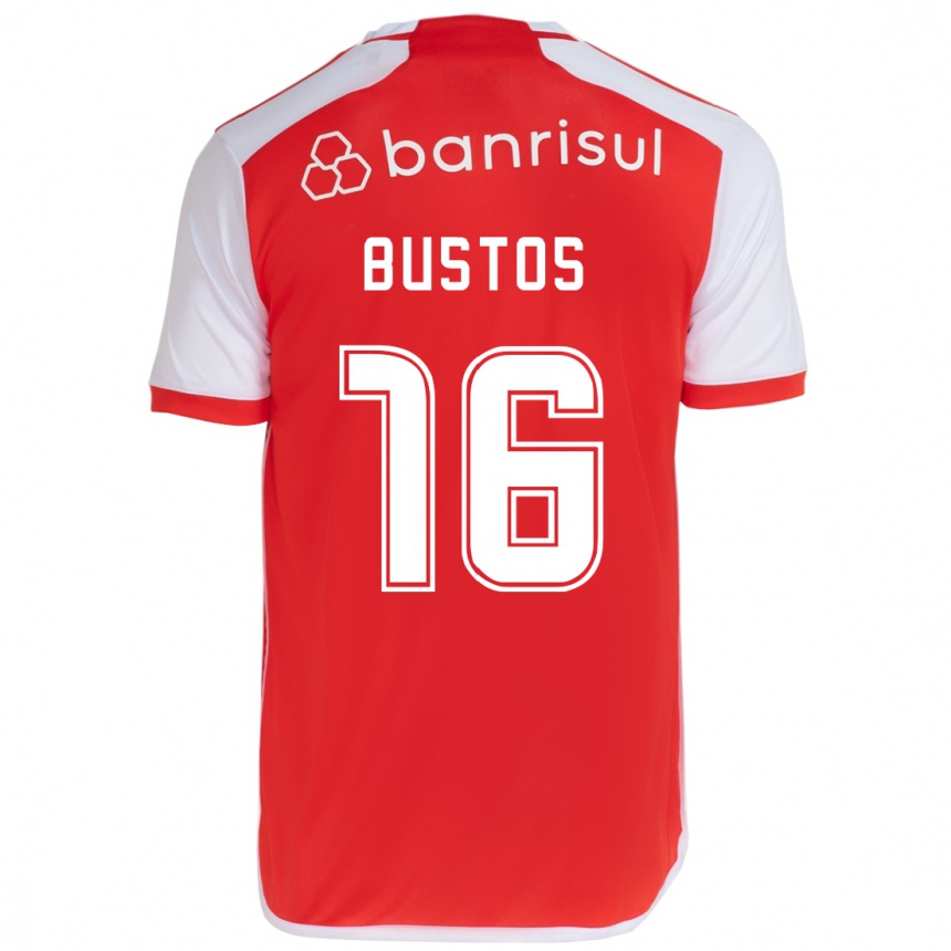 Women Football Fabricio Bustos #16 Red White Home Jersey 2024/25 T-Shirt Australia