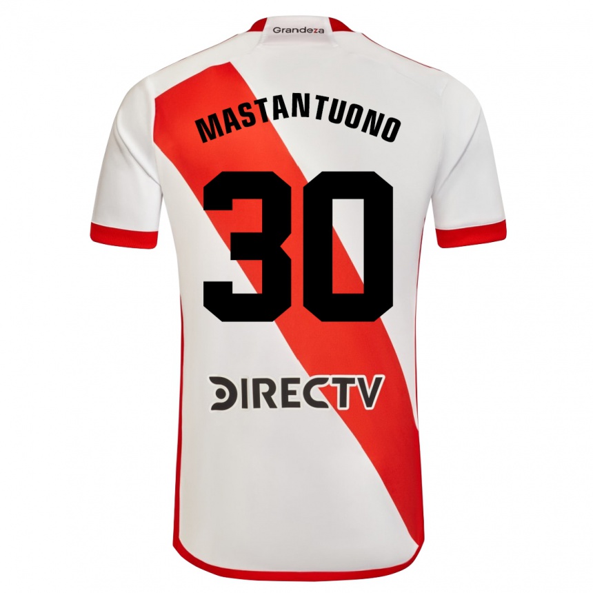 Women Football Franco Mastantuono #30 White Red Home Jersey 2024/25 T-Shirt Australia