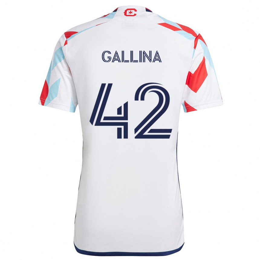 Women Football Henrique Gallina #42 White Red Blue Away Jersey 2024/25 T-Shirt Australia