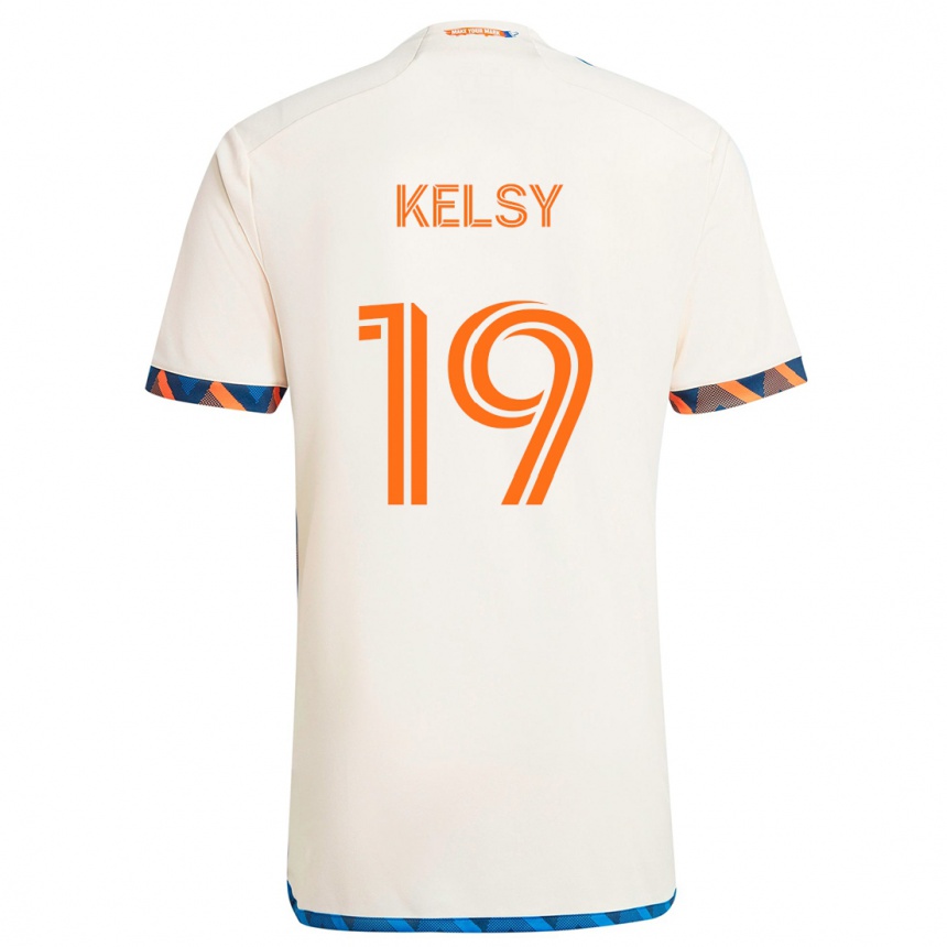 Women Football Kevin Kelsy #19 White Orange Away Jersey 2024/25 T-Shirt Australia