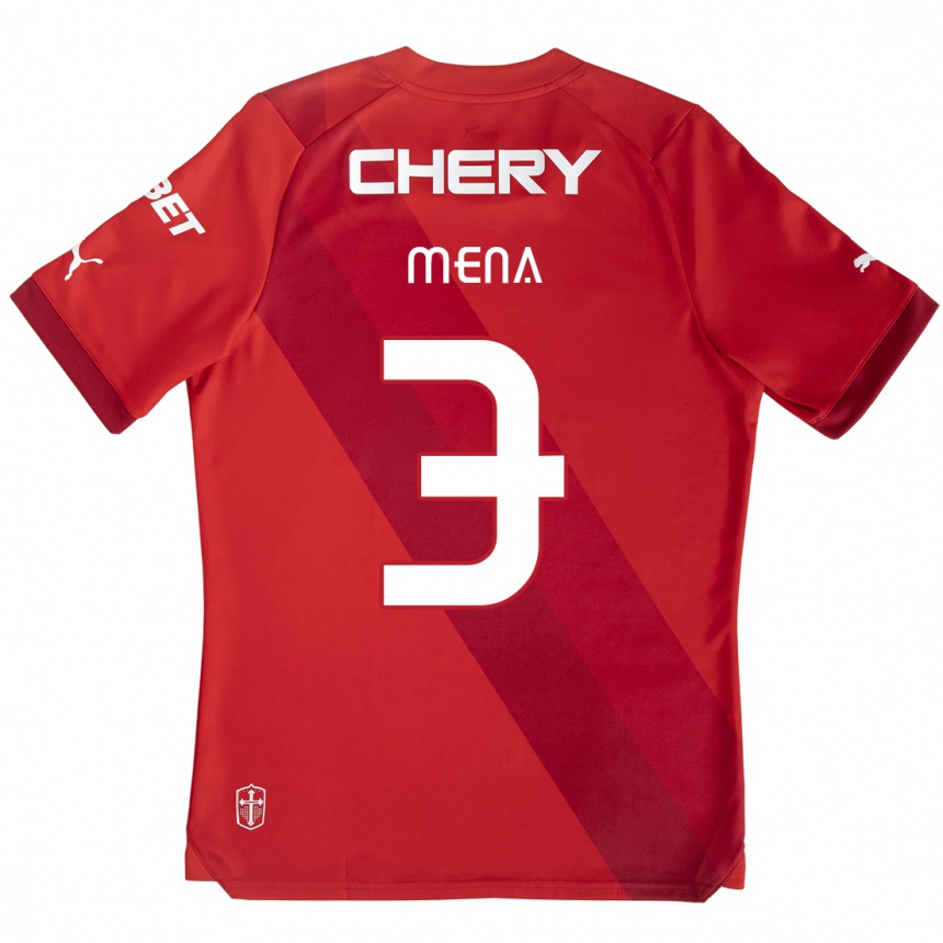 Women Football Eugenio Mena #3 Red White Away Jersey 2024/25 T-Shirt Australia